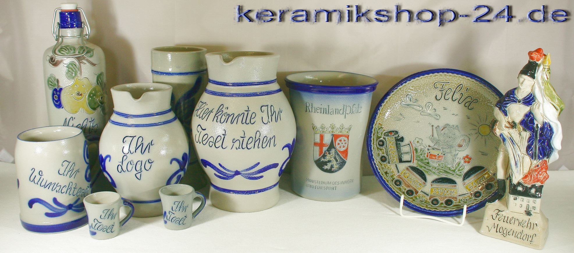Produktmuster Krüge, Vasen, Töpfe, Teller & Becher keramikshop-24.de
