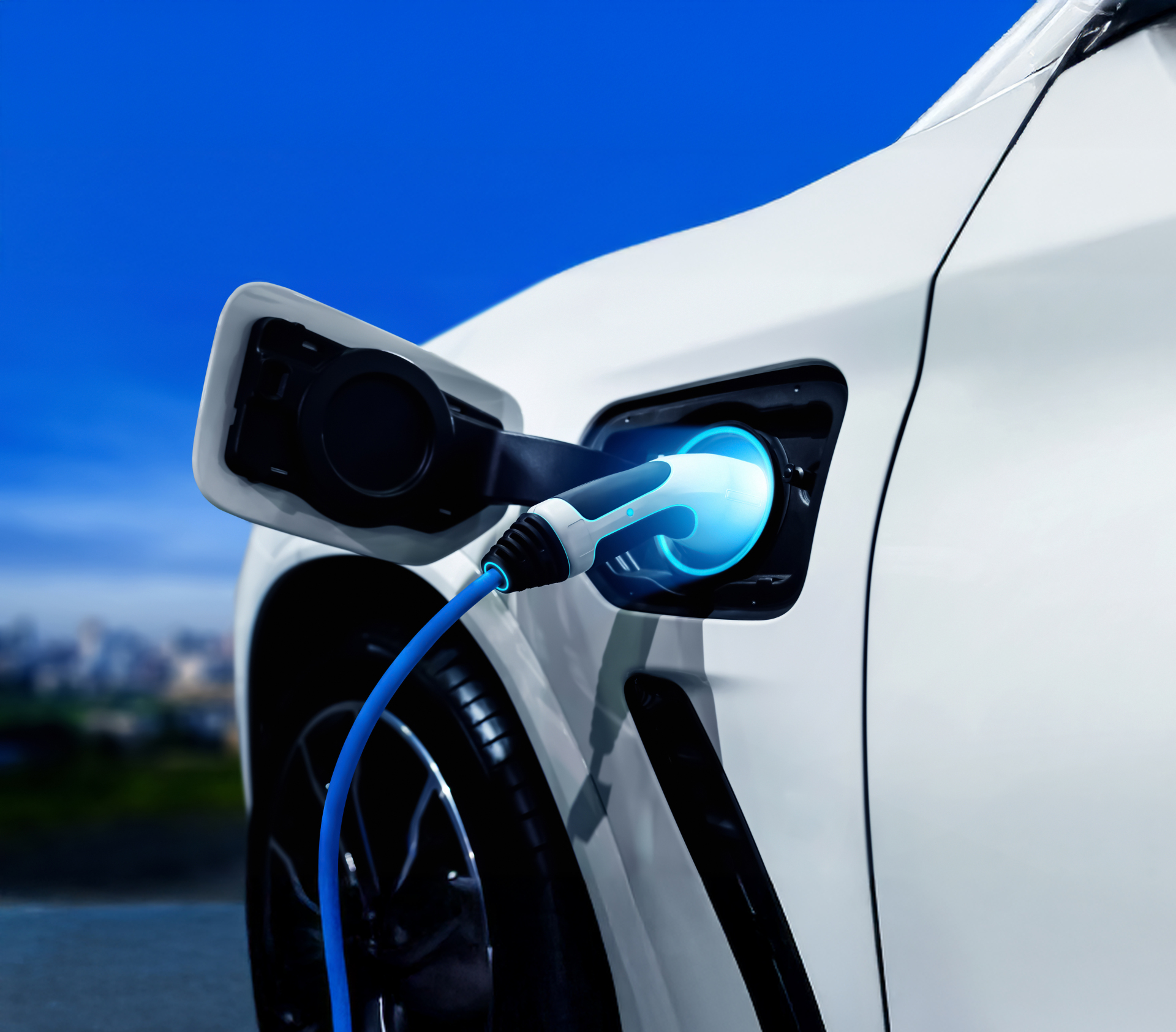 EV charging station for electric car in concept of green energy and eco power