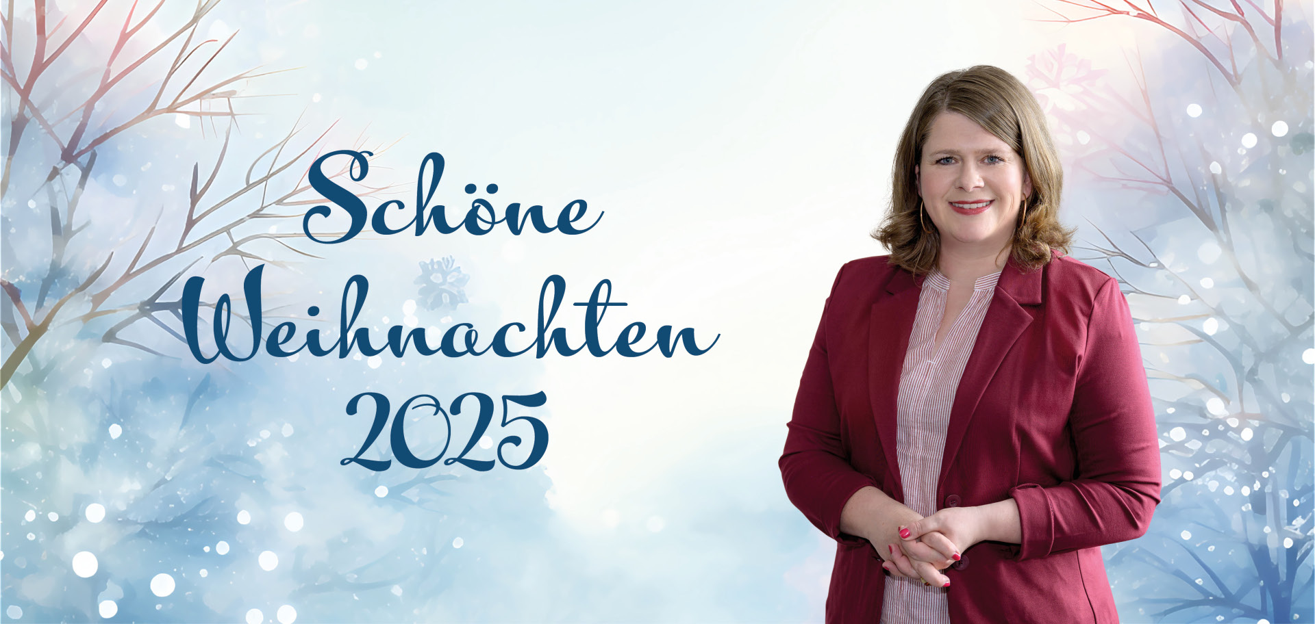 Foto zum Weihnachtsgruße 2023n der VG Wirges mit Bürgermeisterin Alexandra Marzi